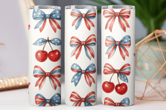 Bow Patriotic Tumbler Wrap 20oz Skinny: Graphics & Tumbler Wraps