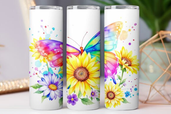 Butterfly Sunflower Tumbler Wrap 20oz: Graphics for Tumbler Wraps