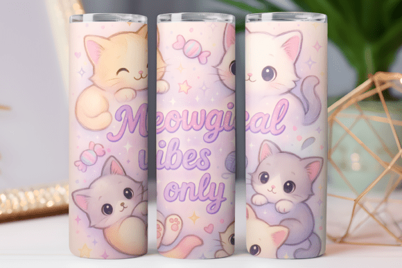 Cute Kitty Tumbler Wrap Graphics and Tumbler Wraps