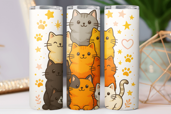 Cute Kitty Tumbler Wrap Graphics for Crafting