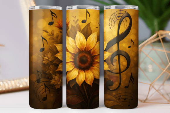 Sunflower Music Tumbler Wrap: Tumbler Wraps & Graphics
