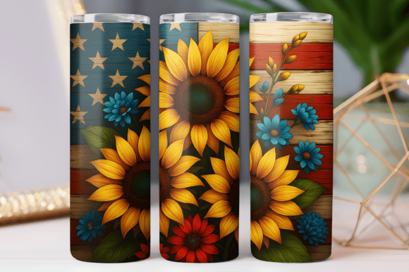 Sunflower Patriotic Tumbler Wrap 20oz: Graphics & Tumbler Wraps