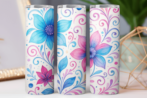 Watercolor Pattern Tumbler Wrap 20oz Graphics