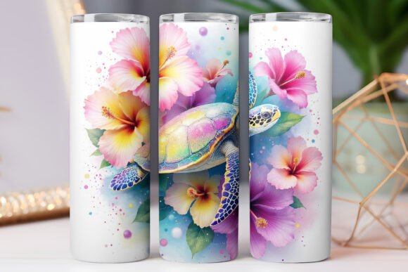 Watercolor Sea Turtle Tumbler Wrap: Graphics for Tumbler Wraps