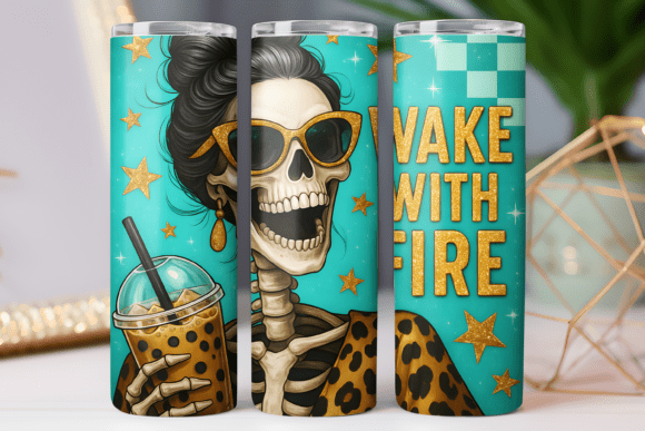Women Floral Skeleton Tumbler Wrap Graphics 20oz
